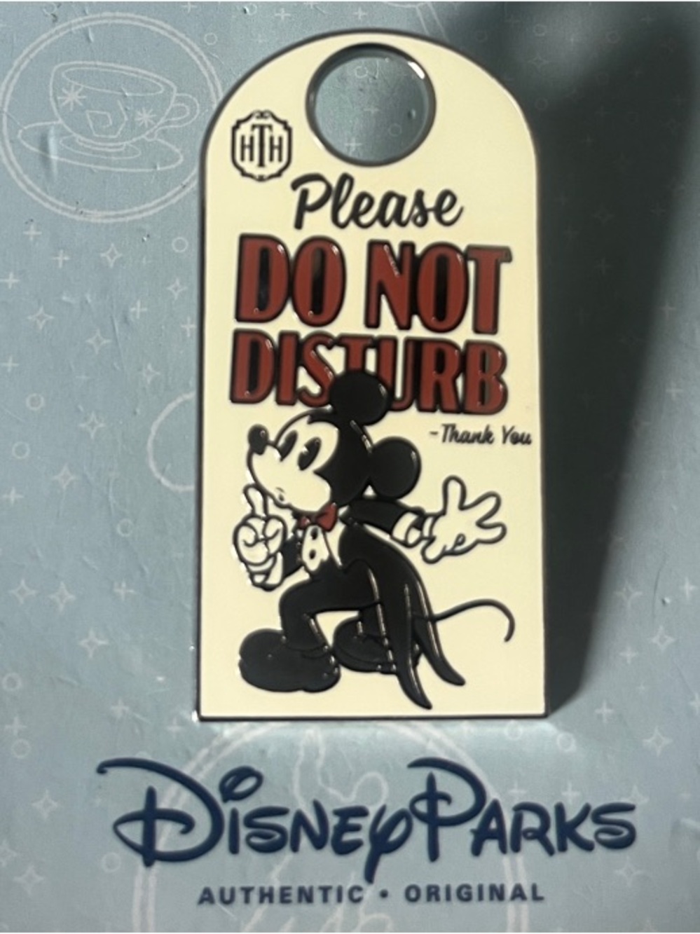 Disney Parks Mickey Mouse Do Not Disturb Hang Tag Hollywood Tower Hotel Pin